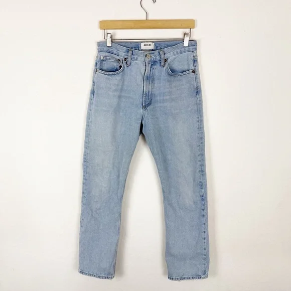 Agolde Light Blue Straight Leg Jeans - Picture 4 of 12